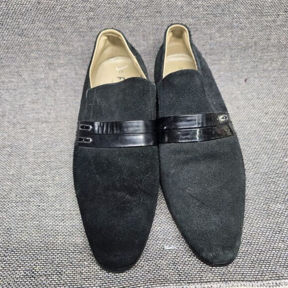 Vintage Fayva Men's Suede Loafers Black Slip-On Handmade‎ Dress Shoes 9 (EU 42)